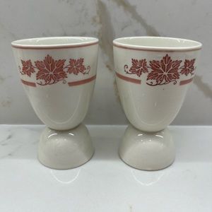 Pair of Vintage Grindley White and Pink Double Egg Cups Made in England